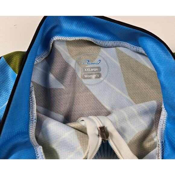 Primal women's cycling top 1/4 zip whimsical floral XXL 2X back pockets EUC - Picture 4 of 8